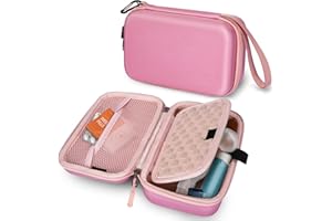 MEDMAX Hard Shell Case for Portable Nebulizer Asthma Inhaler, Shockproof Anti-Scratch Travel Carrying Case for Personal Inhalers Nebulizador for Breathing Problems Handheld Nebulizer (Pink)