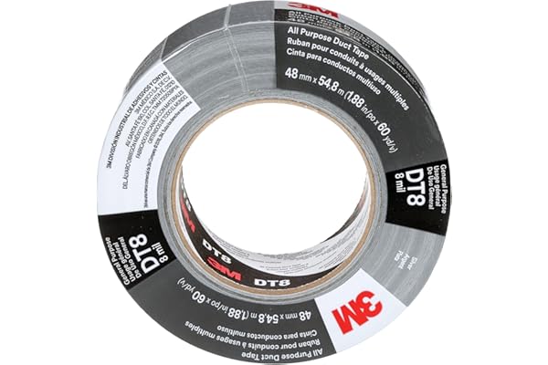 3M Ruban toilé tout usage DT8, Argent, 48 mm x 22.9 m, 0.2 mm, emballé individuellement, 1 rouleau