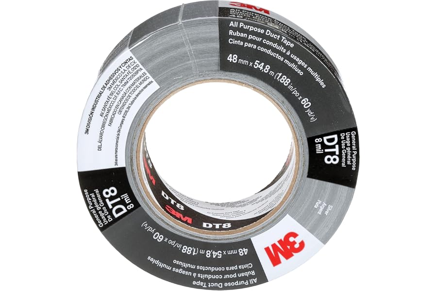3M Cinta americana multiuso DT8, Plata, 48 mm x 23 m, 0.2 mm, envueltos individualmente