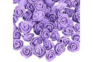 VINFUTUR 200pcs Rosas Artificiales Morado Flores Falsas Pequeñas Rosas Espuma para DIY Regalos Decoración Jarrón Mesa Boda Manualidad