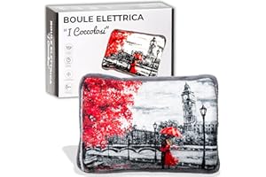 IPEA Borsa Acqua Calda Elettrica con Tasche in Peluche per Scaldare le Mani - Riduce Dolori Muscolari, Dorsali e Mestruali - Boule Scaldamani e Scaldapiedi - Scaldino - Fantasia Londra
