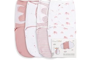 Mama Cheetah – Lot de 4 couvertures d’emmaillotage en Coton Bio pour bébé, Langes Ajustables faciles à Utiliser pour garçon et Fille de 0 à 3 Mois, Essentiels pour Nouveau-né