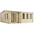 BillyOh Kent 5.5m x 5m Log Cabin Garden Office Studio Summer House Shed, Stylish Apex Design, Pressure Treated – Durable Garden Room Space with Double Doors, Easy Assembled Summer House
