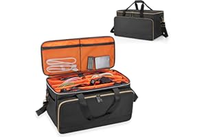Trunab Travel DJ Cable File Bag with Detachable Divider & Padded Bottom, DJ Gig Bag with Padded Compartment for 15.6’’ Laptop, Perfect for Sound Equipment, DJ Gear, Musical Accessories-Patented Design