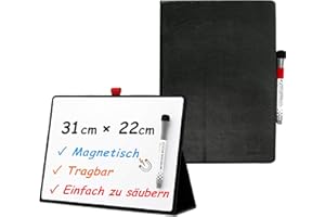 GENERIC iNenya - Magnetic Small Whiteboard, Small Portable White Board with Stand, Wipe Clean Mini Whiteboard for Desk, Blackboard, Desk - Includes 1 Marker with Eraser, Black, 31 cm x 22 cm (A4)