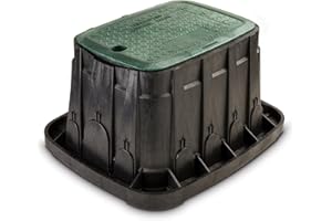 Rain Bird VBREC12 Rectangular Sprinkler Valve Box, Black with Green Lid, 12" High