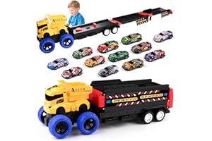 Havnidy Transport Truck zabawkowe samochody dla chłopców w wieku 3, 4, 5, 6 lat, składany tor wyścigowy z 12 samochodami do wciągania, zabawki, pojazdy budowlane, prezent na urodziny i Boże Narodzenie