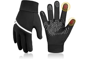 ‎AOPOW AOPOW Kinder Handschuhe Warme Winterhandschuhe -Kids Outdoor Sport Thermo Fleece Fahrradhandschuhe Laufhandschuhe mit Anti-Rutsch Touch Screen für Klein Junge Mädch Schwarz