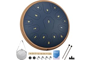LIDGUNI Steel Tongue Drum - 14 Zoll 15 Noten Zungentrommel für Erwachsene - Hand Pan Drum mit Notenbuch, Handpan Musikinstrument Schlägel und Tragetasche, C-Dur, Marineblau