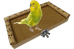 IW DESIGNS Bird platform stand perch cage accessory - natural wood, dowling perimeter with burn in footstep pattern, bolt, washer and grit mat provided. An essential cage accessory!