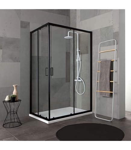 Cabine De Douche Angulaire Idralite Alabama – 120x80 Cm, H185 Cm – Verre Opaque – Paroi Coulissante