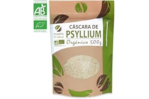 PLANÈTE AU NATUREL Cáscara de Psyllium Orgánico 500 gr - 99% Pureza - Fuente de fibra - Desintoxicación - Digestión