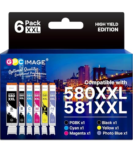 Generic 5 darabos Canon PGI-580PGBK / CLI-581 XXL patron készlet, kompatibilis nagy kapacitású Canon PIXMA TS705 TR8550 TS6150 TS6151 TR7550 TS6250 TS8150 TS8251 típusokkal