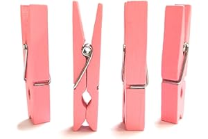 OWLBOOK Wäscheklammern Holz Klein in Rosa - 4,5 x 1,0 x 0,5 cm - zur Deko und zum Basteln und Aufhängen von Adventskalendern zum selber Befüllen