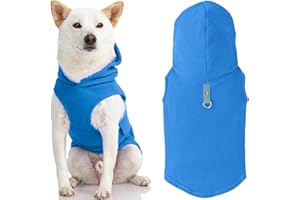 Gooby Every Day Fleece Cold Weather Vest with Hoodie for Small Dogs, Large, Blue