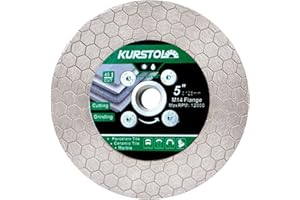 KURSTOL Disco Diamantato - Lama diamantata per taglio abrasivo 125mm X M14 Arbor mola in granito per smussare modellare gres porcellanato piastrelle ceramica granito cemento