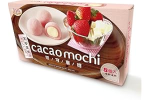 STARRY MART Royal Family Cacao Mochi Japanese Style Daifuku Rice Cake Sweet Snacks Desserts 80 grams - Strawberry (8 Pieces) Halal