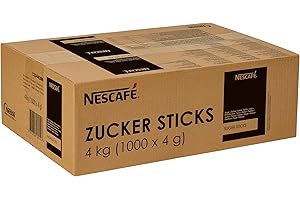 ‎NESCAFÉ NESCAFÉ Zuckersticks, individuelle Packung, zum Süßen von Kaffee, Tee, heißer Schokolade, Karton mit 1000 Sticks à 4g, 4kg