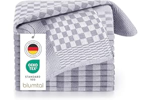 ‎BLUMTAL Blumtal Geschirrtücher Baumwolle 50x70 cm im 10er Set - Oeko-TEX zertifizierte Küchentücher - extrem saugstarke Geschirrhandtücher - Kitchen Towels waschbar bis 95 °C - Geschirrtücher Grau-Weiß Karo