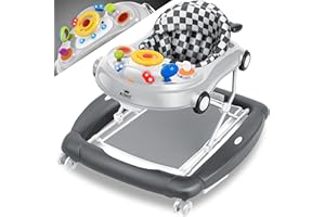 KIDIZ® Andador 4 en 1 Babywalker para andar y andar al aire libre, función de balancín, balancín, balancín con ruedas, luz, música, mesa de juegos, silla de comedor, silla de andar