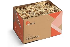 azark Natural Wood Premium Fire Lighters, Eco Friendly Charcoal Starter, Wood Wool Fire Starter for Barbecue, Pizza Ovens & Smokers Clean, Safe and Odourless - 200 Pack