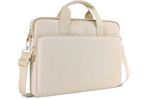 DOMISO Torba na laptopa o przekątnej 17,3", torba na laptopa, etui z szelkami, wodoszczelna, tłoczona ze złotym zamkiem błyskawicznym, do HP, Dell, notebooka Asus, beżowa