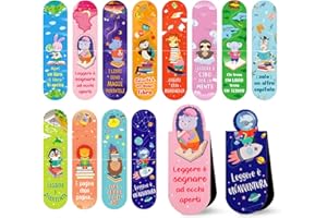 BETESSIN 12pz Segnalibri Magnetici con Frasi Motivazionali Animali Bambini Segnalibri Particolare Regalo Compleanno Laurea Natale per Bambini Amici Studenti Marcatori di Pagina