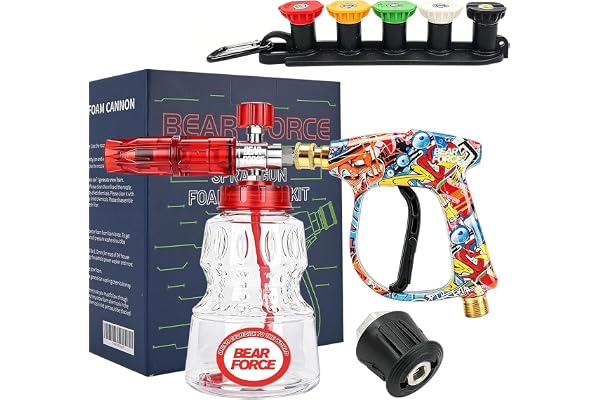 BEAR FORCE Högtryckstvätt sprutpistol M22 gänga och 0,6 cm snabbplugg snöskumspruta 1 l set för Bosch, för Nilfisk, för STlHL, biltvätt, bilrengöring