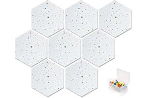 Yoillione Tableau Liege Mural Auto-Adhésif Panneau Liege en Feutre Hexagonal Tableau d'Affichage Blanc, Décoration Murale de Babillards avec 20 Punaises pour la Maison et le Bureau