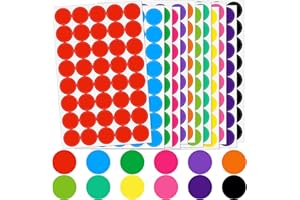 GICARE 12 Couleurs 20mm Gommettes Autocollantes 1440 Pcs Gommettes Rondes, Pastille Autocollante Rondes, Couleur Codage Étiquettes Autocollantes Rondes Multicolore pour Fournitures de Bureau Calendrier Ecole