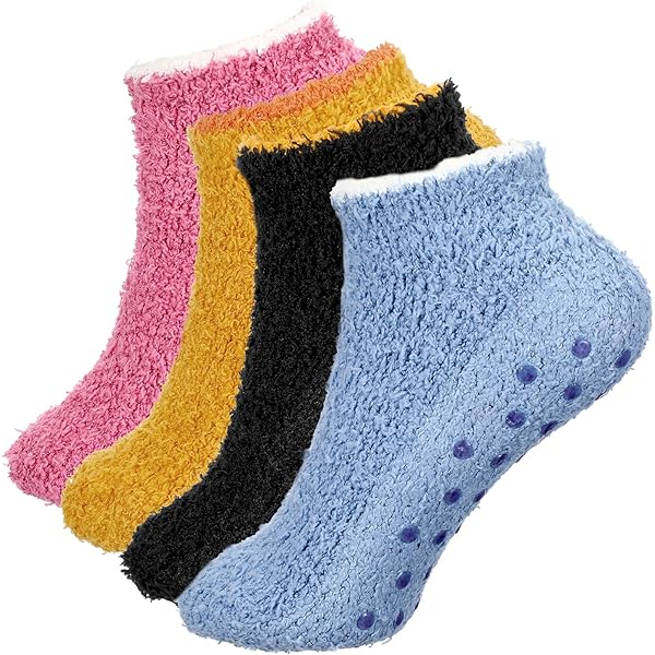 UILYNIU Pluizige pantoffelsokken voor dames, pinguïnsokken, jongensmeisje, schattige diersokken, zachte en warme fleece gevoerde sokken, antislip nieuwigheid sokken voor dames en heren, warme
