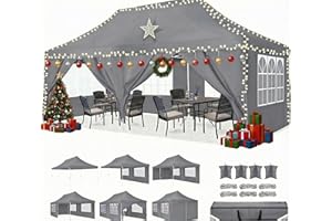 COBIZI Faltpavillon 3X6, Pavillon 3x6m Wasserdicht Stabil Winterfest, Faltbar Partyzelt mit 6 Seitenwänden & 4 Sandsack Pop up Gartenpavillon Anti-UV für Hochzeiten, Freien, Grau