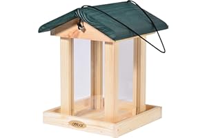 dobar® 90040FSCe stacja karmowa dla ptaków silos wiszący – karmnik dla ptaków do zawieszenia – domek dla ptaków z litego drewna – stacja karmowa dla dzikich ptaków do ogrodu/tarasu/balkonu – 22 x 25 x