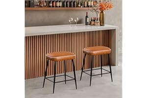 ‎STOOLINK STOOLINK Barstuhl 2er Set, Moderner Barhocker mit Mikrofaser-Leder, Tresenhocker mit Fußstütze, Küchenhocker 62.5 cm hoch, Tresenstuhl Ohne Lehne 150kg belastbar für Küche, Bistro-Braun