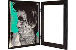 KAIU Vinyl Record Frame – Wall-Mount Flip Frame for 12" LPs – Solid Wood & Clear Acrylic Album Cover Display for LP Vinyl - Black