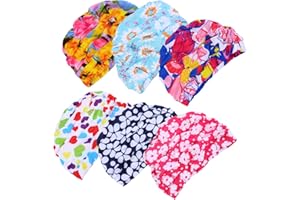CLISPEED 6Pcs di Nuoto per Adulti Caps Modello di Fiore Cappello di Nuoto Piscina di Acqua di Copertura Cappello Elastico Impermeabile di Nuoto di Formazione Testa Turbante