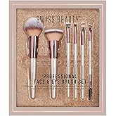Swiss Beauty Premium Synthetic Bristle Professional Face & Eye Makeup Brushes Set With 6 Makeup Brushes For Cream, Liquid & P