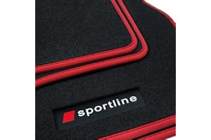 teileplus24 PV100 Fußmatten Gummimatten Sportline Design kompatibel mit Audi A1 8X Sportback Limo 2010-2018, Bandeinfassung:Rot