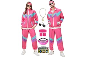 KUKIKUKI 80er 90er Jahre Outfit für Herren und Damen, Tracksuit Sportbekleidung, Streetwear Trainingsanzug Jogginganzug Outfit für 80er Jahre Outfit Herren Kostüm