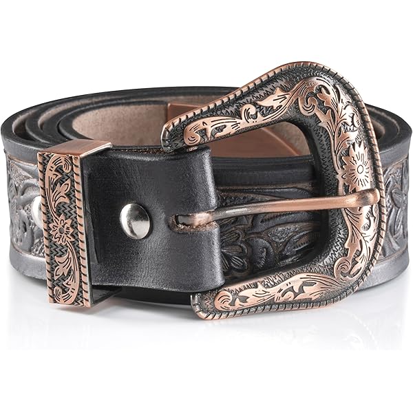 Angus Stoke Westernriem van buffelleer - handgemaakte leren riem voor