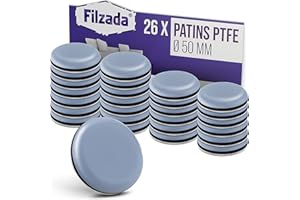Filzada® 26x Patins Pour Meubles Téflon auto-adhésifs - Ø 50 mm (rond) - Chaise de Planeur professionnels/Planeur PTFE (Téflon)