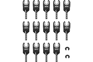 BBYPP 14 Pezzi Lame Multifunzione, 10mm Taglio, Lame Utensile Multifunzione Oscillante Attacco Rapido Kit Per Legno Plastica PVC