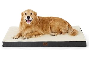 Bedsure Très grand matelas pour chien lavable - Oreiller orthopédique et matelas pour panier de chien avec housse amovible en peluche Sherpa, blanc, 112 x 81 x 7,6 cm