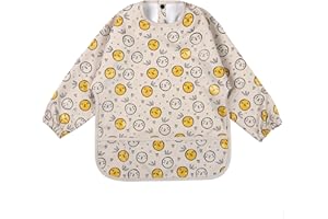 Pecehom Baby Weaning Bib with Sleeves,Toddler Waterproof Soft Long Sleeve Bibs,Coverall Aprons Bibs for Baby Feeding,Waterproof and Easy to Clean & Machine Washable,for Ages 6-36 Months