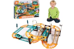 Wisplye Jouet Circuit Voiture Electrique Enfant, Ensemble de Circuits de Course, Jeu de Pistes créer Une d'ingénierie, Jeux Educatif, Cadeaux de Noël pour Enfants 3 4 5 6+ Ans Garçons Filles