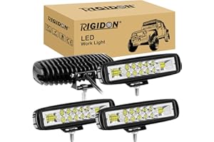 RIGIDON 4 Pcs Led Work Light Bar, 6 inch 24W Spot Flood Beam, 12V 24V Driving Lights Lamp for Car Off road Boat Truck 4x4 SUV ATV Motorbike Motorcycle, LED Reverse Lights, Fog Lamp, 6000K White