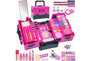 Mrabbitoo Trucchi Bambina Set - 52 pezzi Trousse Trucchi Bambina Anallergici,Lavabile Set Di Trucchi Per Bambini,Valigetta Trucco Bambina,Giochi Bambina Natale Compleanno Regalo 3 4 5 6 7 8 9 10 Anni