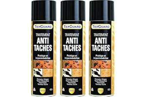 Guard Industrie - TexGuard - Antitaches Imperméabilisant Textile Hydrofuge, Incolore - Tissu, Cuir, Synthétique, Daim - Fabrication Française - Aérosol - 400 ML - Lot de 3