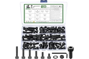 YOUYIDUN 120 Pz Set di Viti M6, Vitii Bulloni e Dadi Kit, Bullonii viti a Testa Cilindrica con Esagono Incassato e Dadii e Rondelle Set, vitii bulloni a Testa Esagonale e dadi, DIN912 Viti a Brugola(Nero)