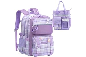 KEBEIXUAN Kinder-Grundschultasche für Mädchen, personalisierter Kinderrucksack, leichte Mädchen-Schulbüchertaschen mit Kawaii-Anhänger für Kinder im Alter von 6–12 Jahren